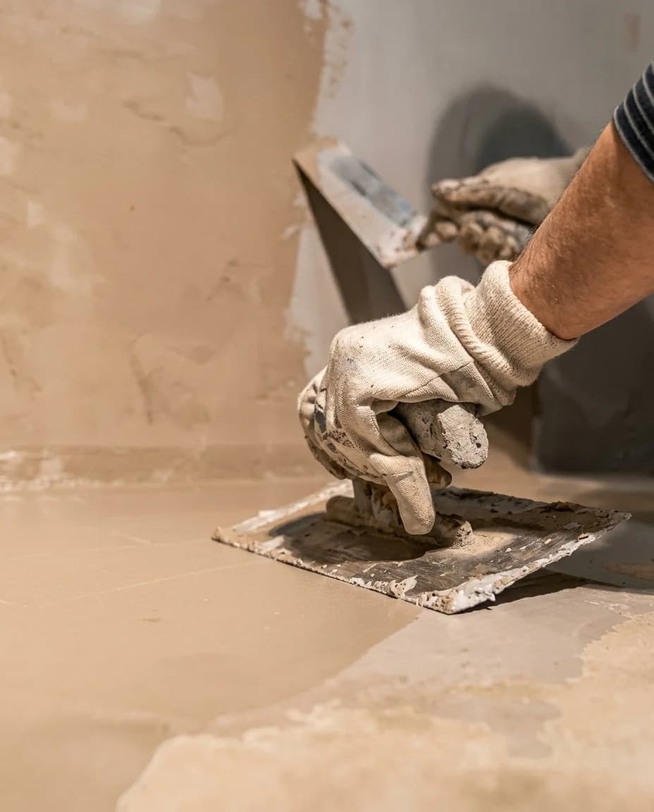 Spachteltechnik in der Verarbeitung – Stucco Viva Auftrag auf Wandfläche